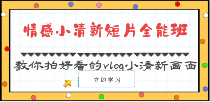情感小清新短片全能班-教你拍好看的vlog小清新画面（30节课）-副业宝典