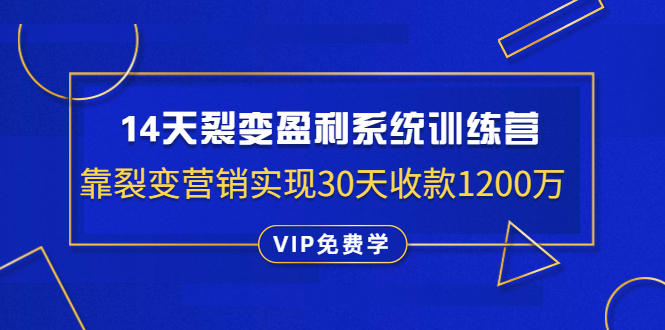 （1317期）14天裂变盈利系统训练营：靠裂变营销实现30天收款1200万（无水印）-副业宝典