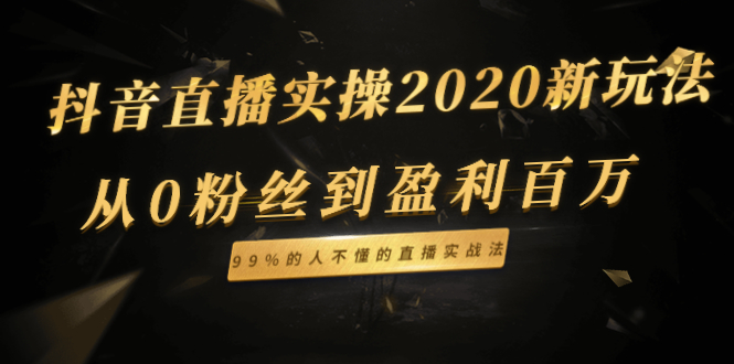 （1334期）抖音直播实操2020新玩法：从0粉丝到盈利百万，99%的人不懂的直播实战法-副业宝典
