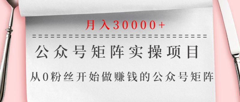 （1332期）公众号矩阵实操项目，从0粉丝开始做赚钱的公众号矩阵，月入30000+-副业宝典