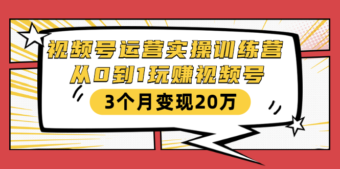 （1596期）视频号运营实操训练营：从0到1玩赚视频号，3个月变现20万-副业宝典