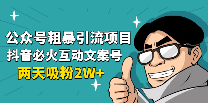 （1632期）公众号粗暴引流项目：抖音必火互动文案号，两天吸粉2W+（可持续操作）-副业宝典