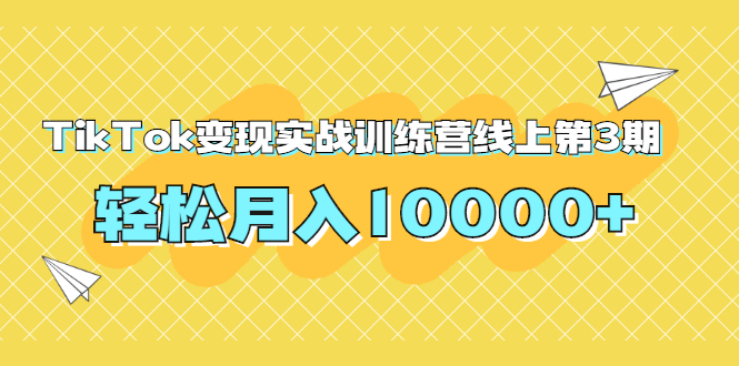 （1759期）龟课TikTok变现实战训练营线上第3期，轻松月入10000+-副业宝典