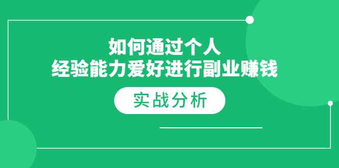 （1771期）如何通过个人经验能力爱好进行副业赚钱，多种实战赚钱分析（完结）-副业宝典