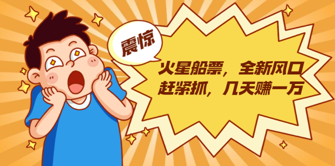 （1856期）火星船票，全新风口赶紧抓，几天赚一万+摆地摊卖尾货月入一万（5个项目）-副业宝典