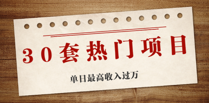 （1941期）30套热门项目：网赚项目、朋友圈、涨粉套路、抖音、快手  单日最高收入过万-副业宝典