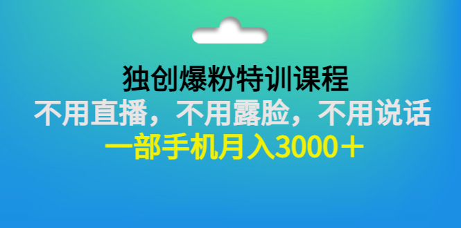 （2806期）独创爆粉特训课程：不用直播，不用露脸，不用说话 一部手机月入3000＋-副业宝典