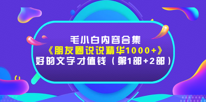 （2803期）毛小白内容合集《朋友圈说说精华1000+》好的文字才值钱（第1部+2部）-副业宝典