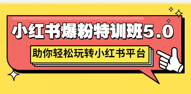 （2690期）小红书爆粉特训班5.0，助你轻松玩转小红书平台价值1380元-副业宝典