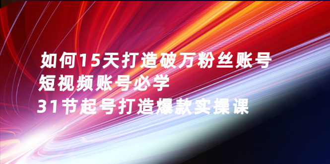 （2656期）如何15天打造破万粉丝账号：短视频账号必学，31节起号打造爆款实操课-副业宝典