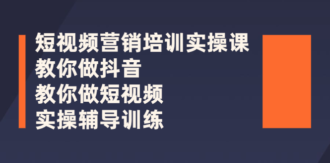 （2626期）短视频营销培训实操课：教你做抖音，教你做短视频，实操辅导训练-副业宝典