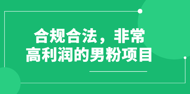 （2552期）合规合法，非常高利润的男粉项目（价值398元）-副业宝典