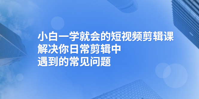（2467期）小白一学就会的短视频剪辑课，解决你日常剪辑中遇到的常见问题-副业宝典