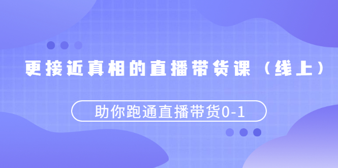 （2484期）更接近真相的直播带货课（线上）,助你跑通直播带货0-1-副业宝典