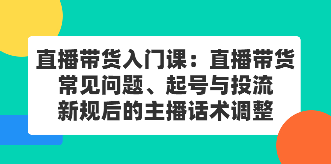 （2410期）直播带货入门课：直播带货常见问题、起号与投流、新规后的主播话术调整-副业宝典