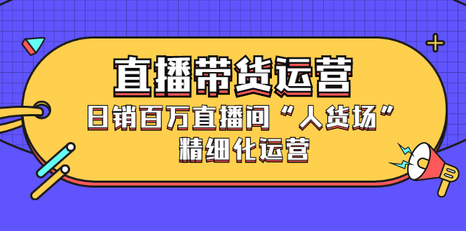（2396期）直播带货运营，日销百万直播间“人货场”精细化运营-副业宝典