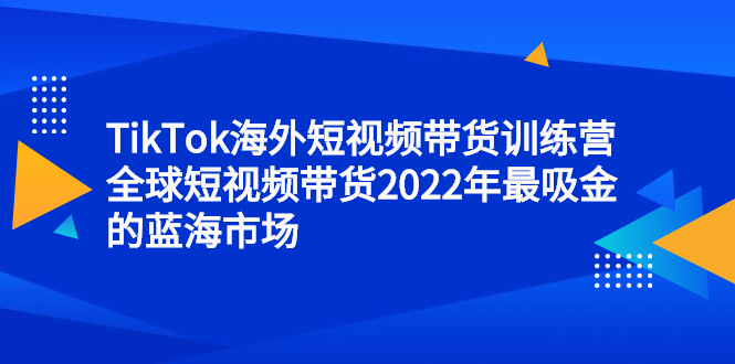 （2347期）TikTok海外短视频带货训练营，全球短视频带货2022年最吸金的蓝海市场-副业宝典