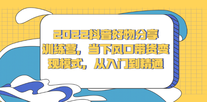 （2340期）2022抖音好物分享训练营，当下风口带货变现模式，从入门到精通-副业宝典