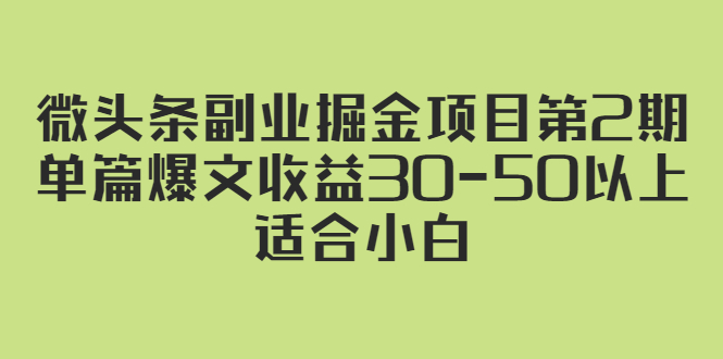 （2324期）微头条副业掘金项目第2期：单篇爆文收益30-50以上，适合小白-副业宝典