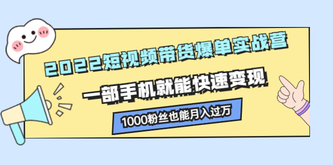 （2245期）2022短视频带货爆单实战营，一部手机就能快速变现，1000粉丝也能月入过万-副业宝典