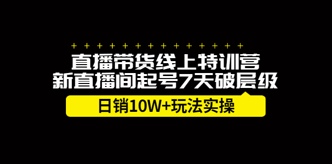 （2184期）直播带货线上特训营，新直播间起号7天破层级日销10W+玩法实操-副业宝典
