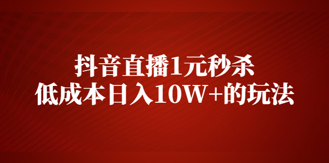 （2127期）抖音直播1元秒杀，低成本日入10W+的玩法【视频课程】-副业宝典