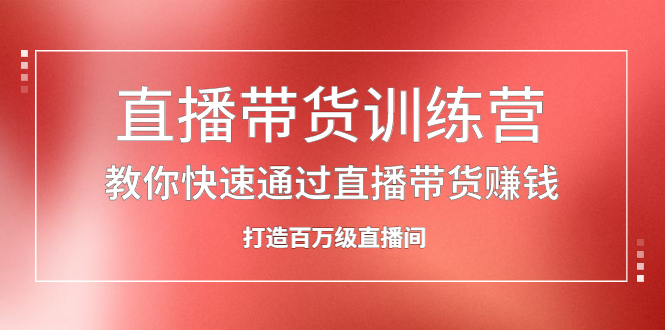 （2086期）直播带货训练营，教你快速通过直播带货赚钱，打造百万级直播间-副业宝典