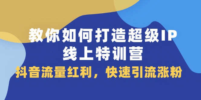 （2093期）教你如何打造超级IP线上特训营，抖音流量红利，快速引流涨粉-副业宝典