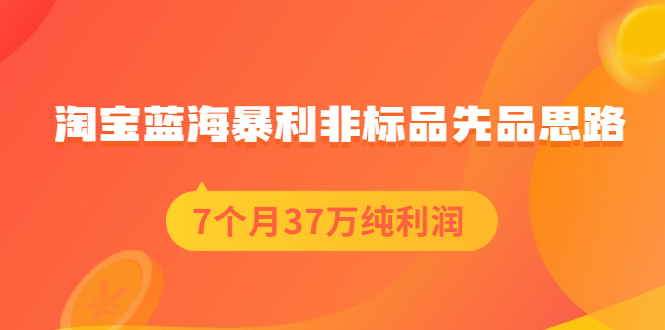 （2054期）淘宝蓝海暴利非标品先品思路，7个月37万纯利润，压箱干货分享！-副业宝典