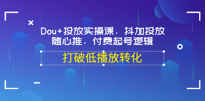 （3179期）Dou+投放实操课，抖加投放，随心推，付费起号逻辑，打破低播放转化-副业宝典