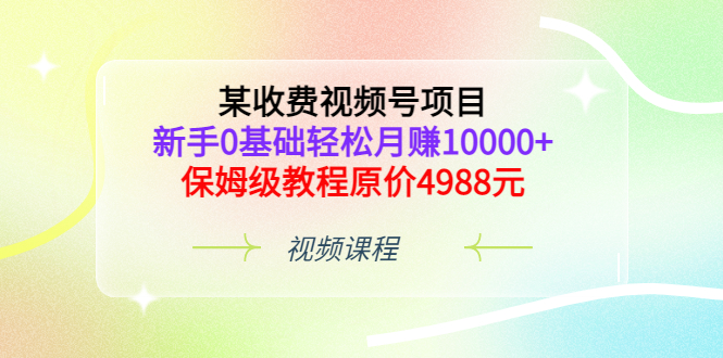 （3182期）某收费视频号项目，新手0基础轻松月赚10000+，保姆级教程原价4988元-副业宝典