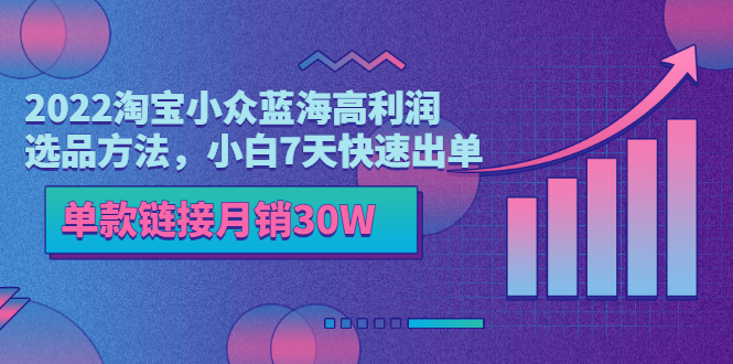 （3208期）2022淘宝小众蓝海高利润选品方法，小白7天快速出单，单款链接月销30W-副业宝典