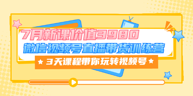 （3214期）微信视频号直播带货训练营，3天课程带你玩转视频号：7月新课-副业宝典