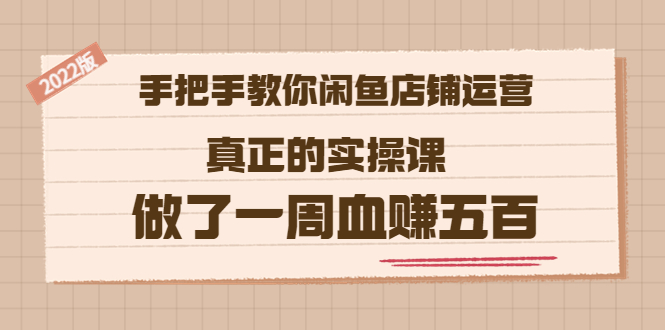 （3334期）2022版《手把手教你闲鱼店铺运营》真正的实操课 做了一周血赚五百 (16节课)-副业宝典