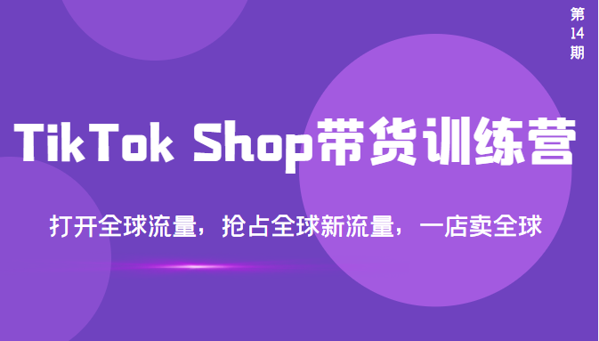 （3342期）TikTok Shop带货训练营，打开全球流量，抢占全球新流量 一店卖全球(第14期)-副业宝典