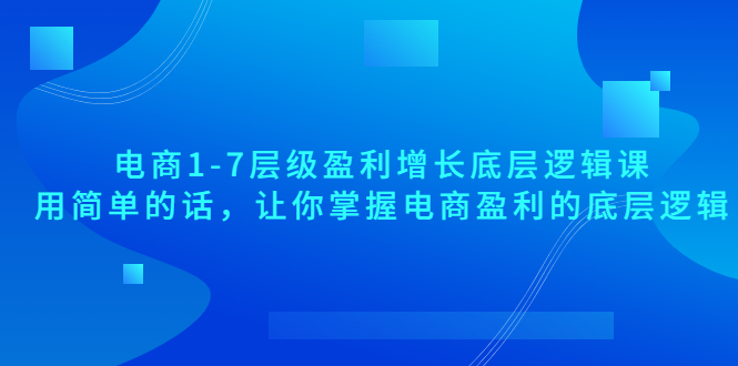 （3403期）电商1-7层级盈利增长底层逻辑课：用简单的话，让你掌握电商盈利的底层逻辑-副业宝典