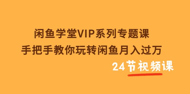 （3410期）闲鱼学堂VIP系列专题课：手把手教你玩转闲鱼月入过万（共24节视频课）-副业宝典