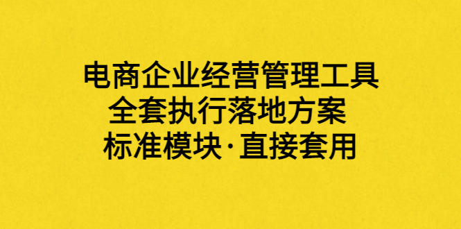 （3439期）外面卖198·电商企业经营管理工具：全套执行落地方案 标准模块·直接套用-副业宝典