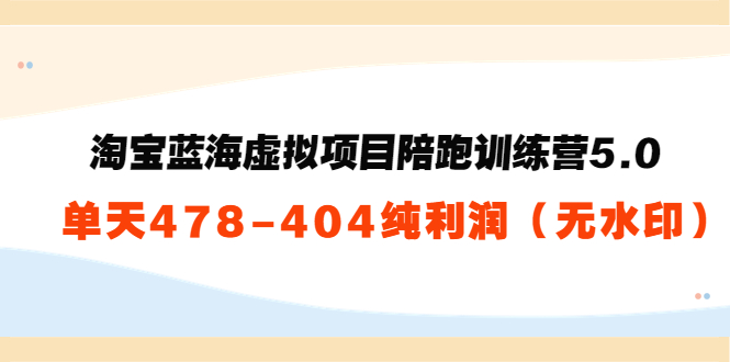 （3537期）黄岛主：淘宝蓝海虚拟项目陪跑训练营5.0：单天478纯利润（无水印）-副业宝典