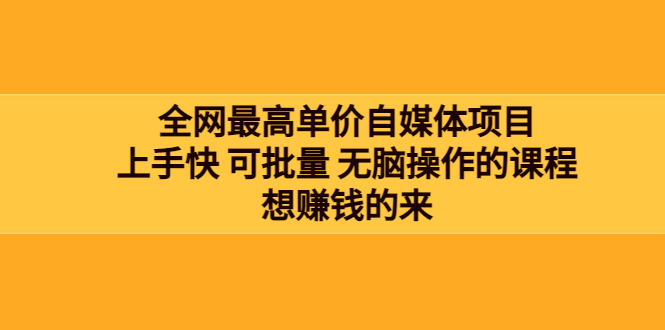 （3557期）全网最单高价自媒体项目：上手快 可批量 无脑操作的课程，想赚钱的来-副业宝典