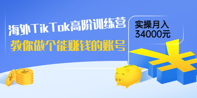 （3628期）海外TikTok高阶训练营：教你做个能赚钱的账号，实操月入34000元！-副业宝典