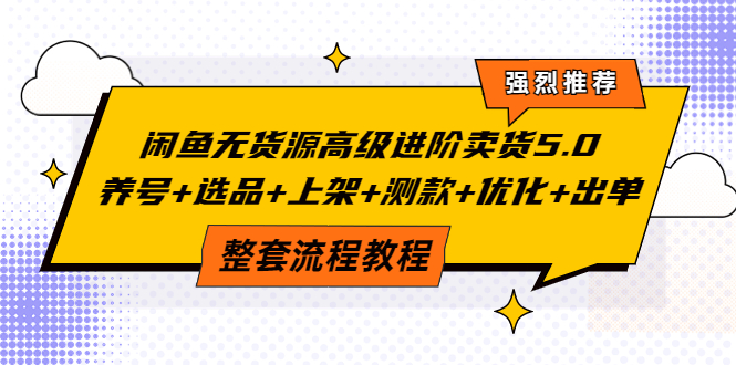 （3662期）闲鱼无货源高级进阶卖货5.0，养号+选品+上架+测款+优化+出单整套流程教程-副业宝典