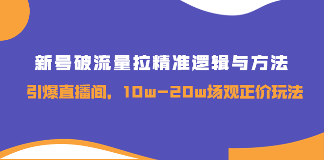 （3689期）新号破流量拉精准逻辑与方法，引爆直播间，10w-20w场观正价玩法-副业宝典
