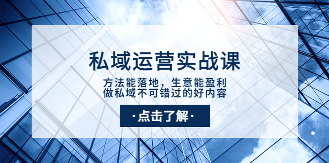 （3707期）私域运营实战课：方法能落地，生意能盈利，做私域不可错过的好内容-副业宝典