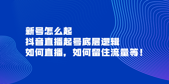 （3695期）新号怎么起，抖音直播起号底层逻辑，如何直播，如何留住流量等！-副业宝典