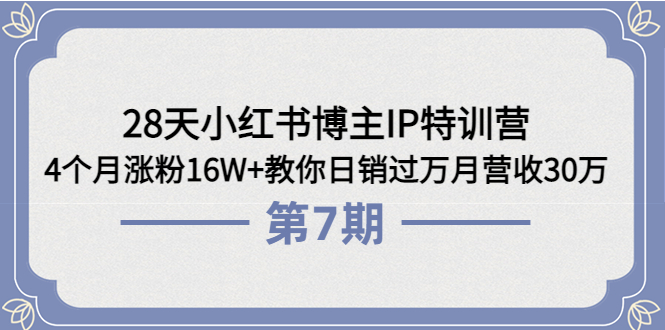 （3745期）28天小红书博主IP特训营《第6+7期》4个月涨粉16W+教你日销过万月营收30万-副业宝典
