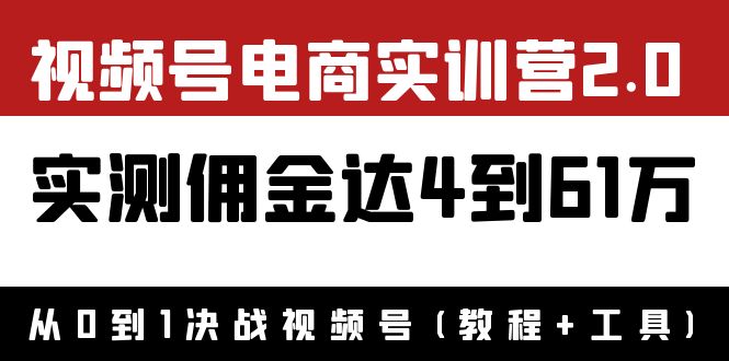 （3788期）外面收费1900×视频号电商实训营2.0：实测佣金达4到61万（教程+工具）-副业宝典