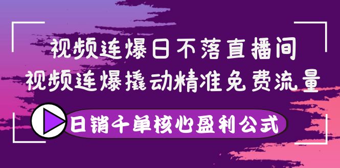 （3786期）视频连爆日不落直播间，视频连爆撬动精准免费流量，日销千单核心盈利公式-副业宝典