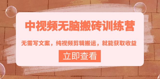 （3878期）中视频无脑搬砖训练营：无需写文案，纯视频剪辑搬运，就能获取收益！-副业宝典