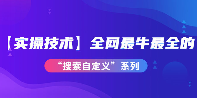 （3909期）【实操技术】全网最牛最全的“搜索自定义”系列！价值698元-副业宝典